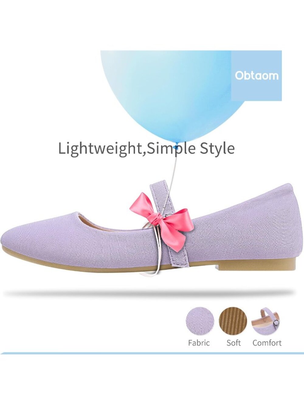 Womens Purple Canvas Round Toe Ballet Business Flats Comfortable Flat Shoes - Picture 2 of 6